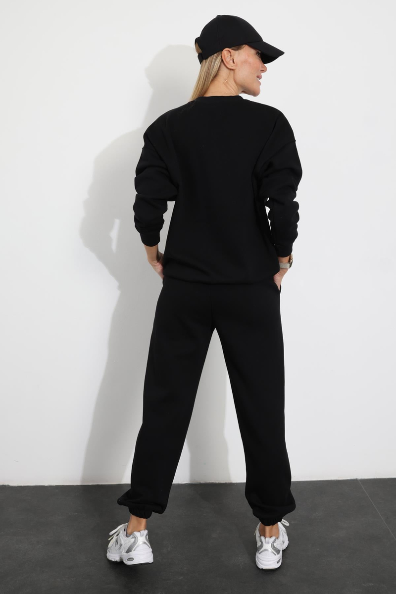 Siyah Basic Sweatshirt  Eşofman Takım 3840