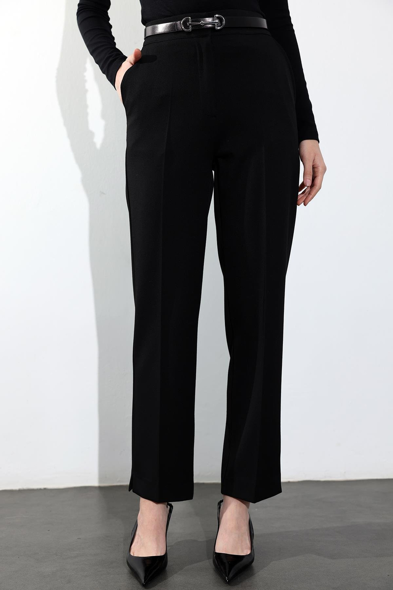 Siyah Beli Lastikli Cigarette Pantolon 