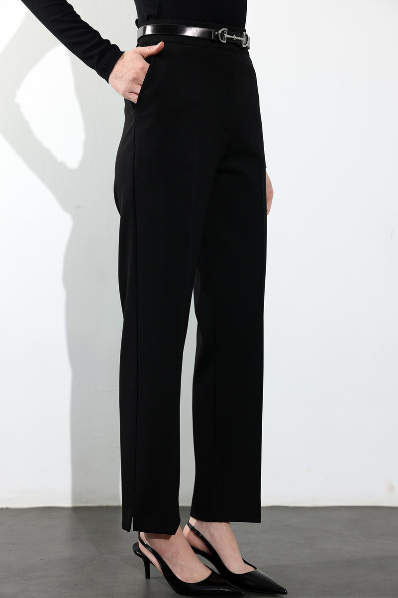 Siyah Beli Lastikli Cigarette Pantolon 