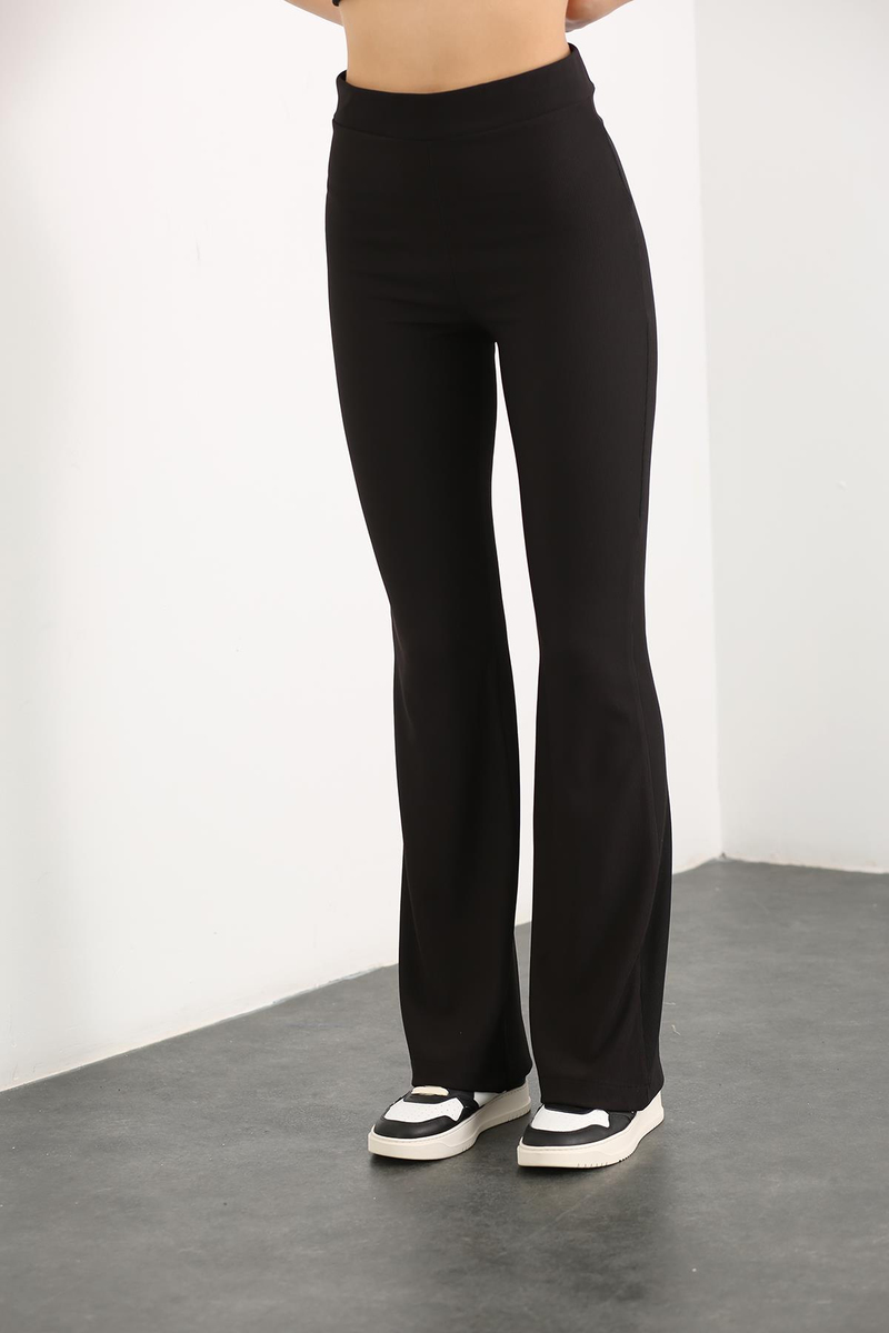 Siyah Beli Lastikli Fitilli Pantolon 81004