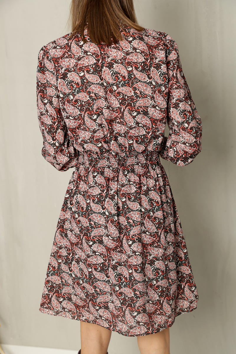 Siyah Beli Lastikli Fular Detaylı Elbise 
