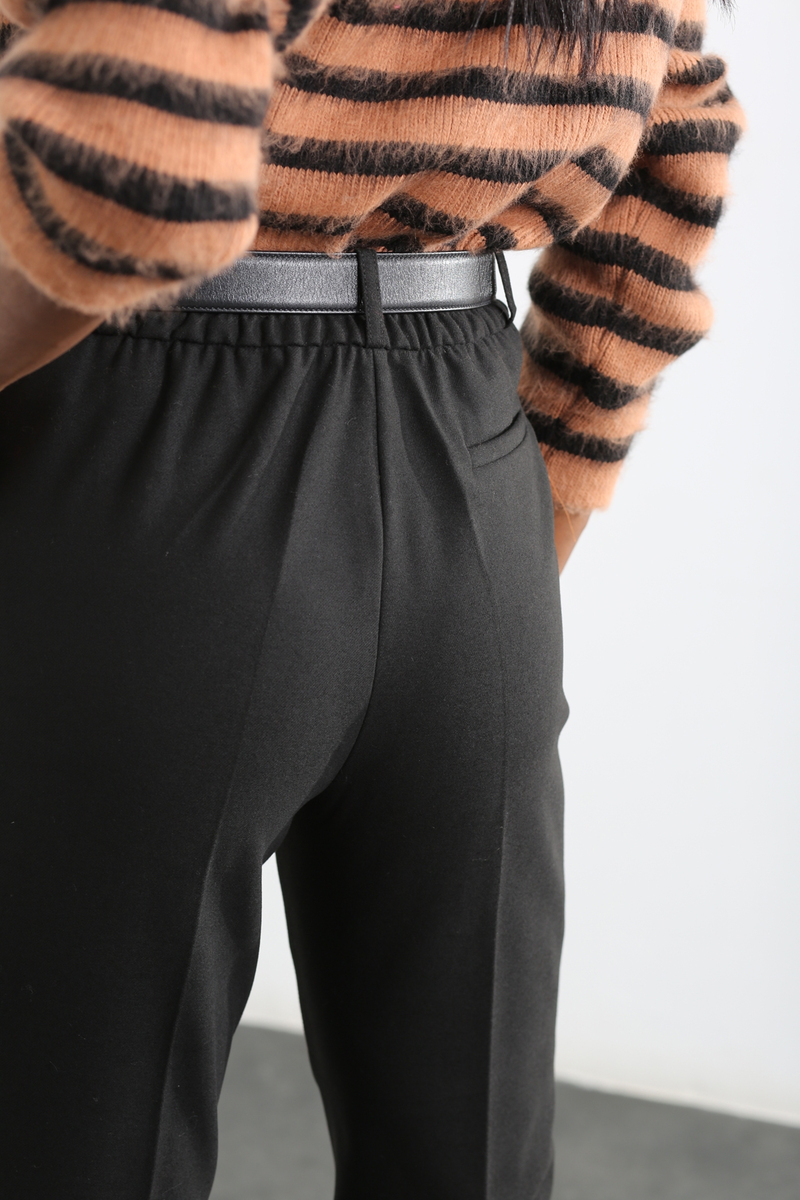 Siyah Beli Lastikli Havuç Pantolon 0001