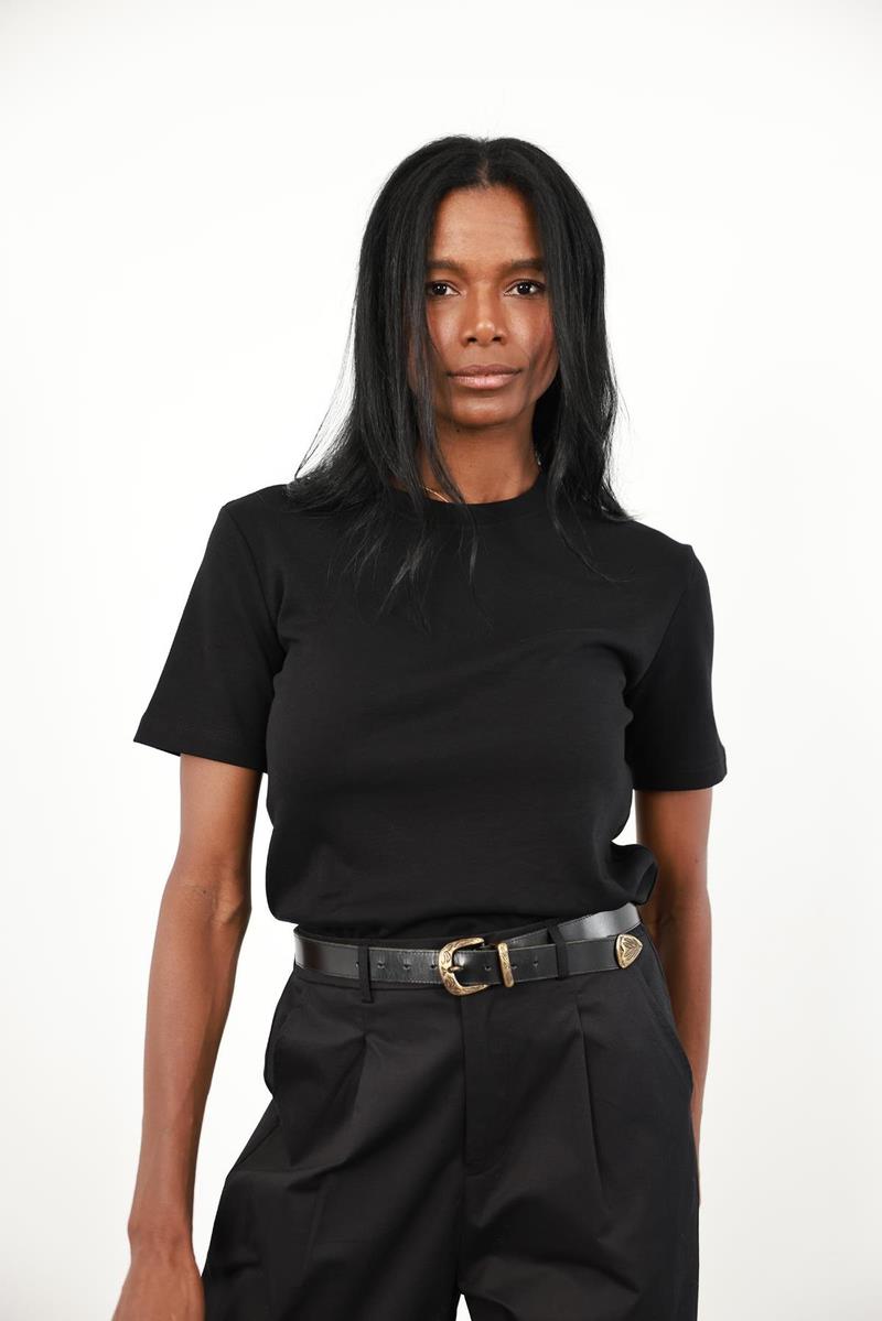 Siyah Bisiklet Yaka Basic Tişört 1075