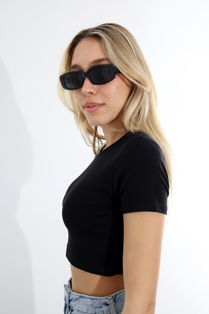 Siyah Bisiklet Yaka Basic Tişört 4060