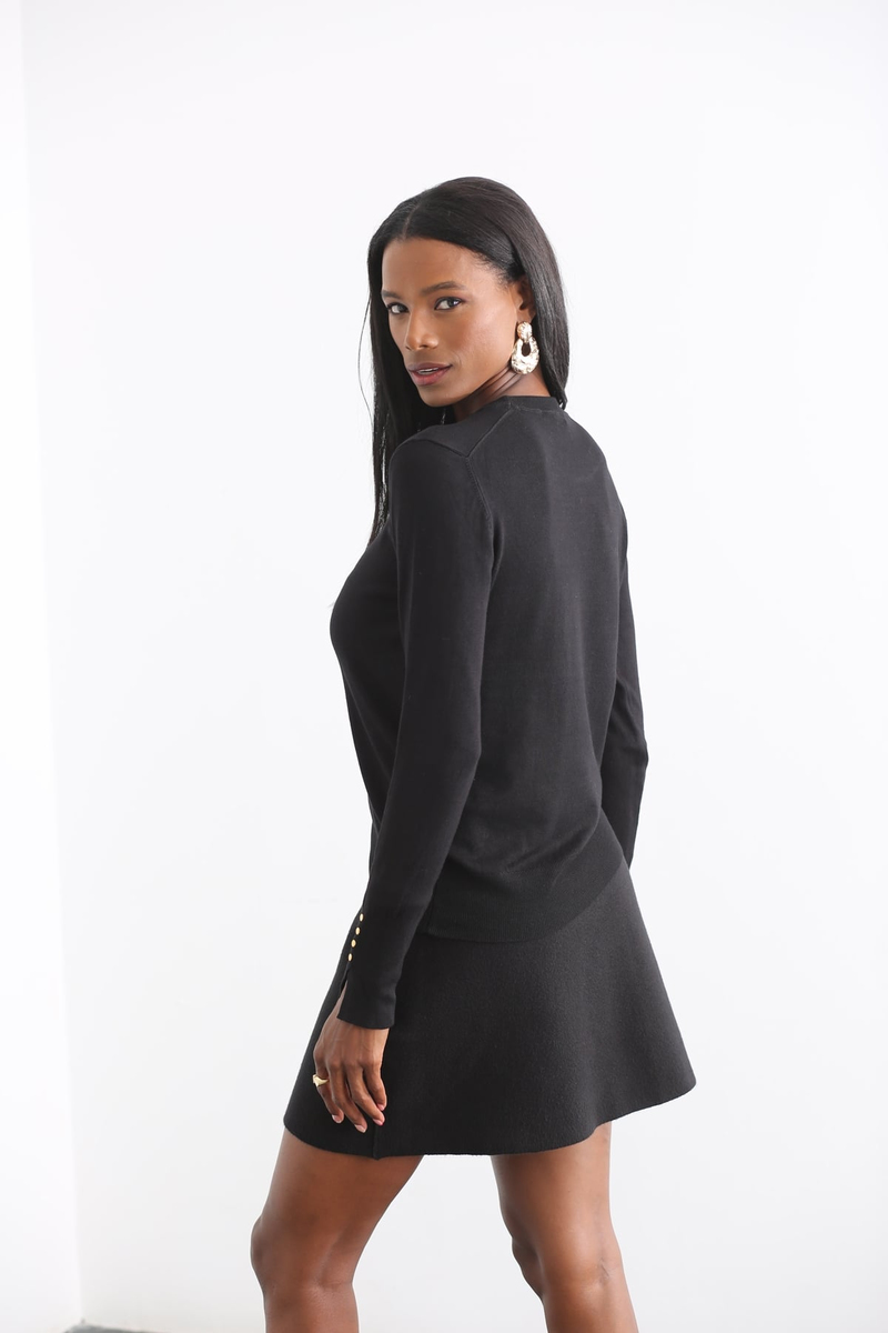Siyah Bisiklet Yaka Basic Triko 3316