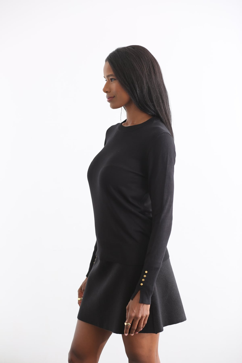 Siyah Bisiklet Yaka Basic Triko 3316
