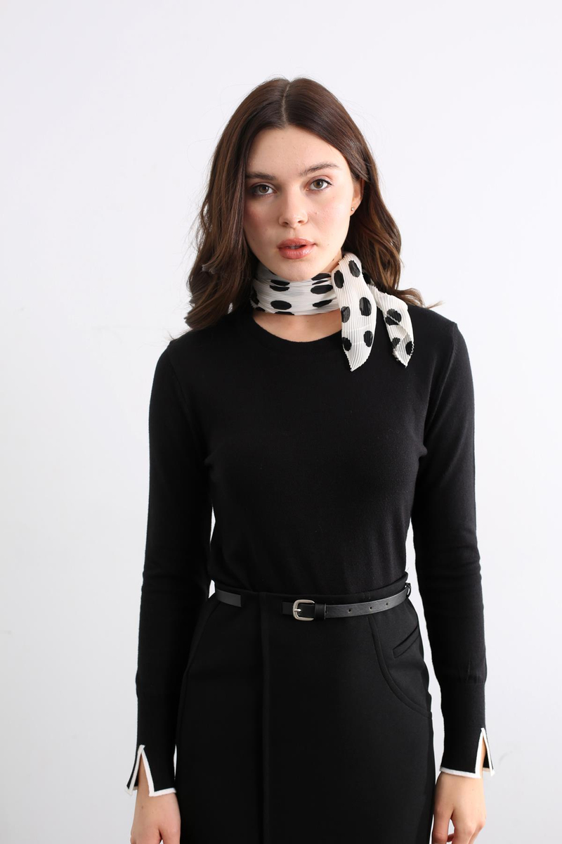 Siyah Bisiklet Yaka Basic Triko 773