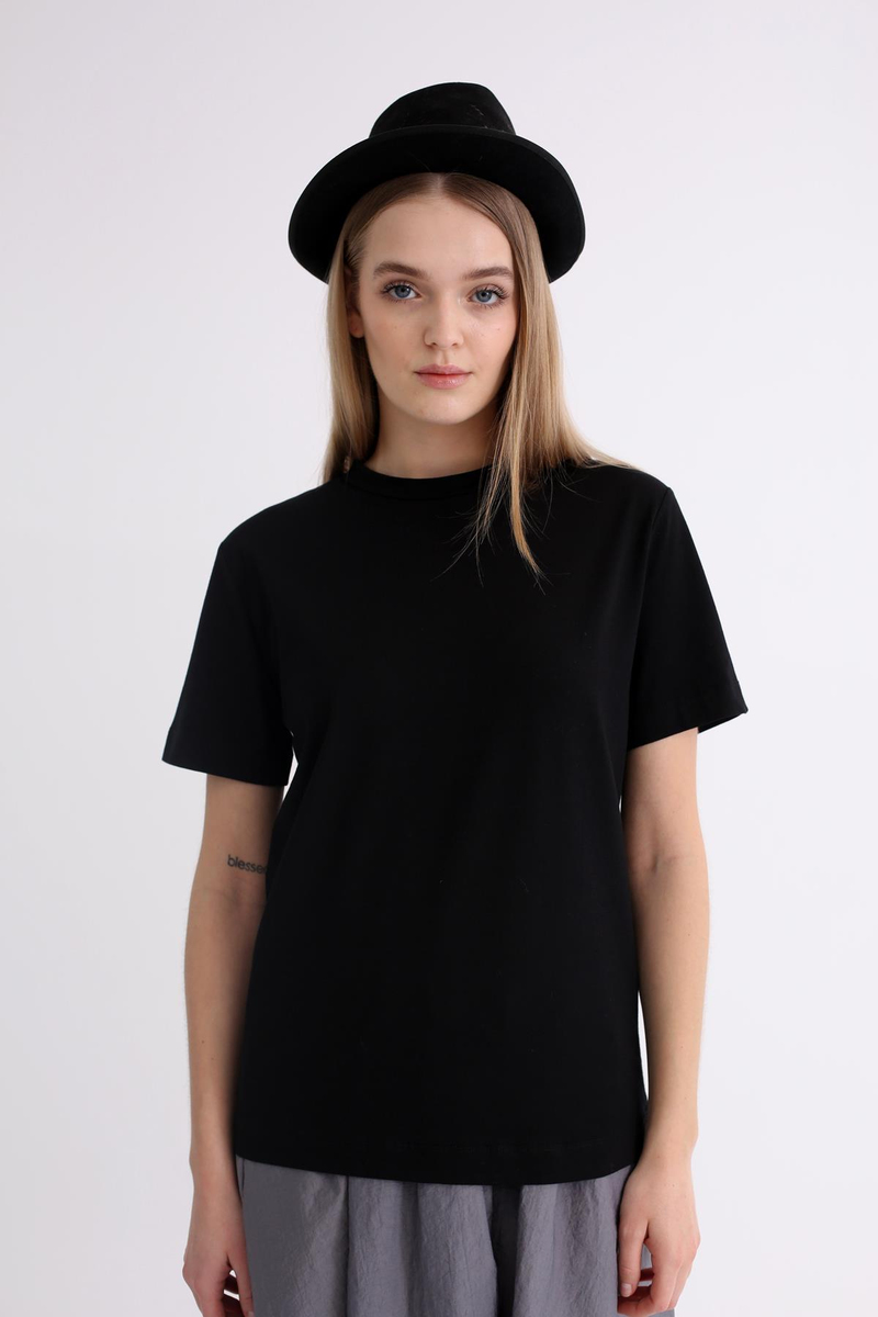 Siyah Bisiklet Yaka Basic Tshirt 