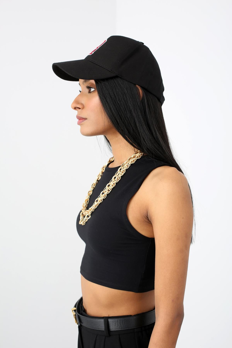 Siyah Bisiklet Yaka Crop 0258