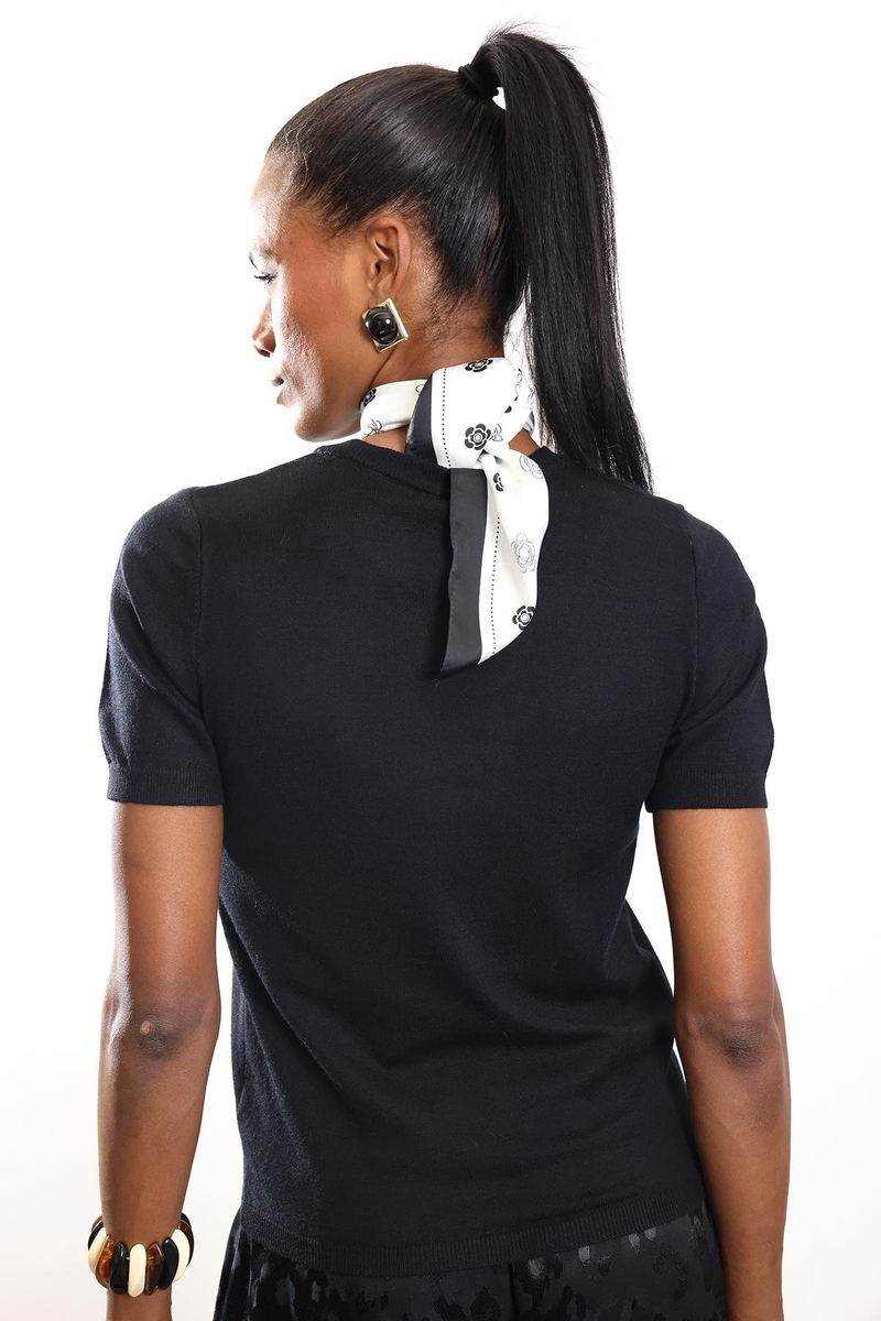 Siyah Bisiklet Yaka Kısa Kol Triko 4579