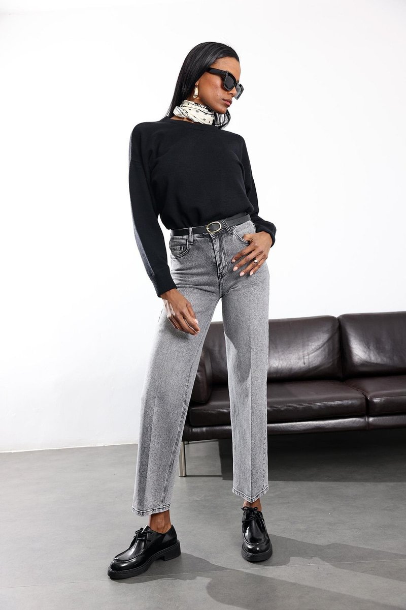 Siyah Bisiklet Yaka Triko Kazak 140401