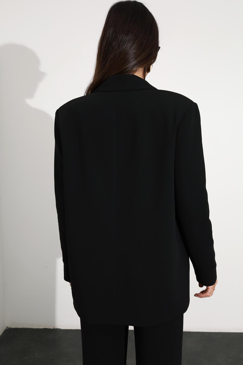 Siyah Biye Detaylı Blazer Ceket 