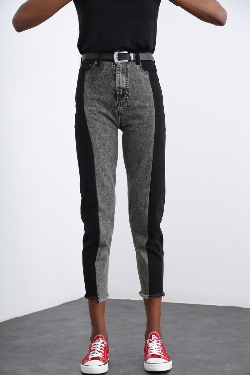 Siyah Blok Desenli Jean 6803