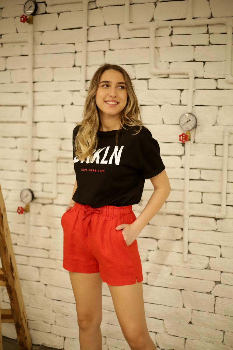 Siyah BRKLN Baskılı Tshirt 