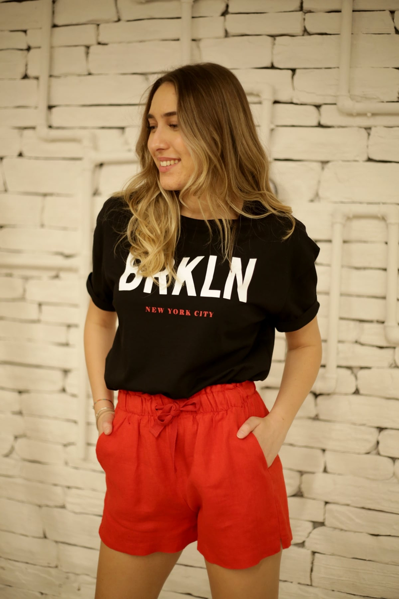 Siyah BRKLN Baskılı Tshirt 