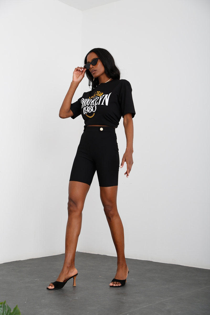 Siyah Brooklyn Baskılı Tshirt 3719