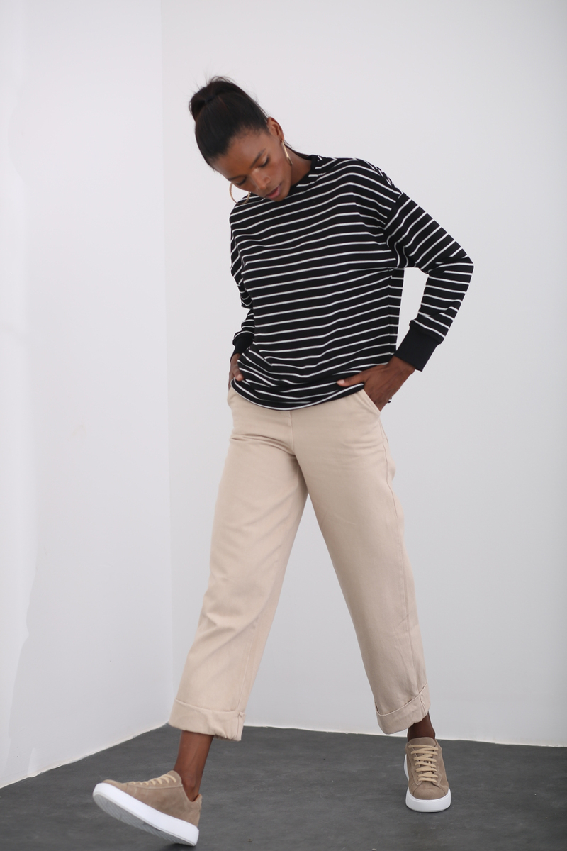 Siyah Çizgili Basic Sweatshirt 262