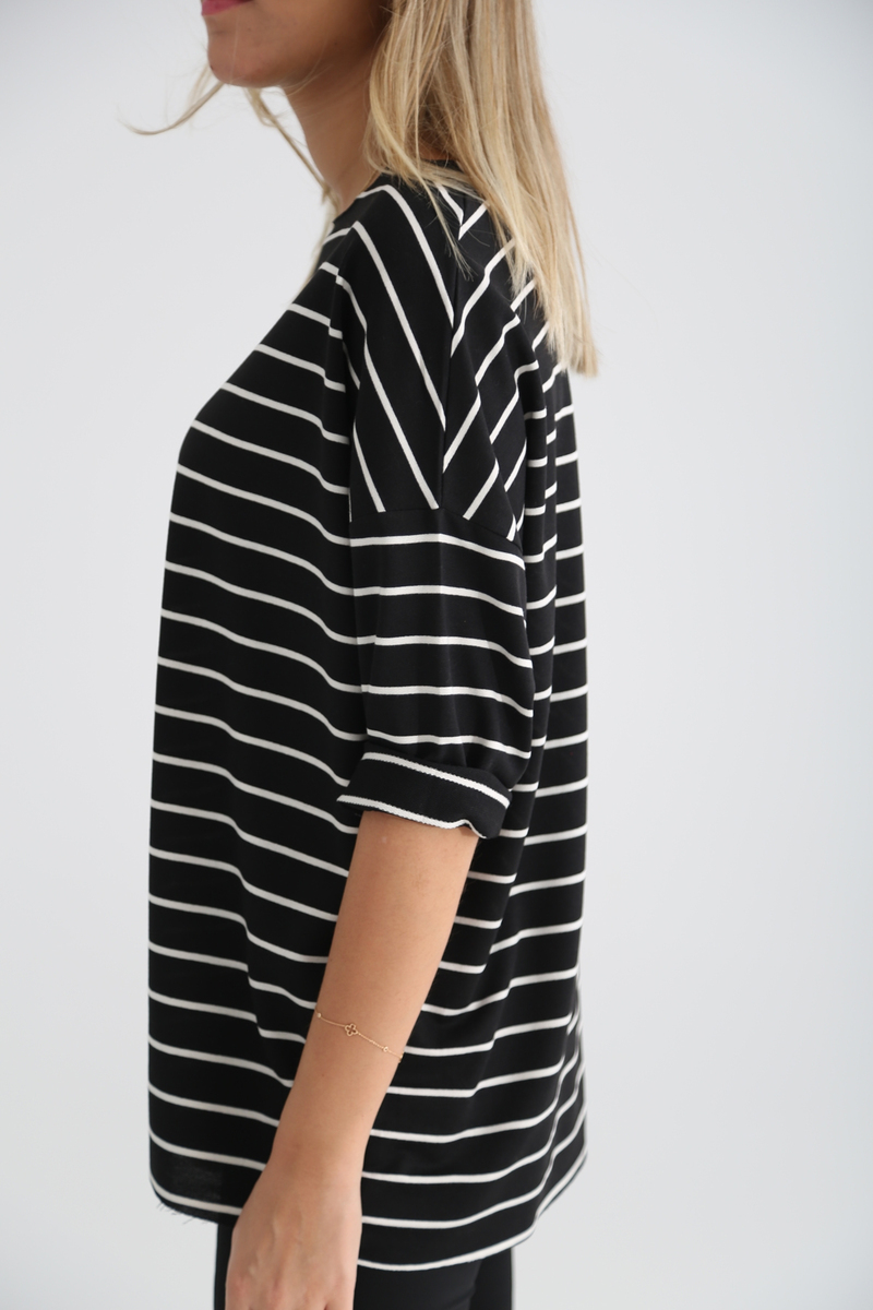 Siyah Çizgili Basic Tshirt 0117