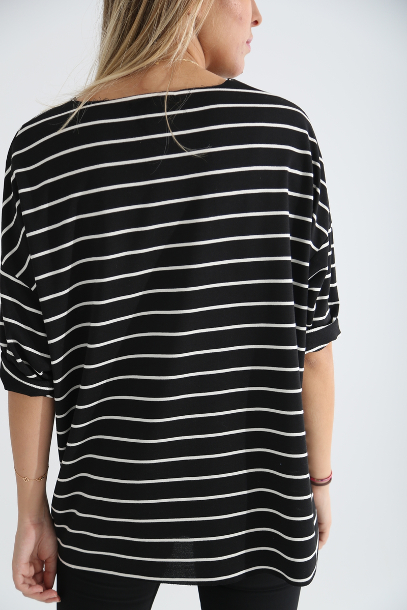 Siyah Çizgili Basic Tshirt 0117
