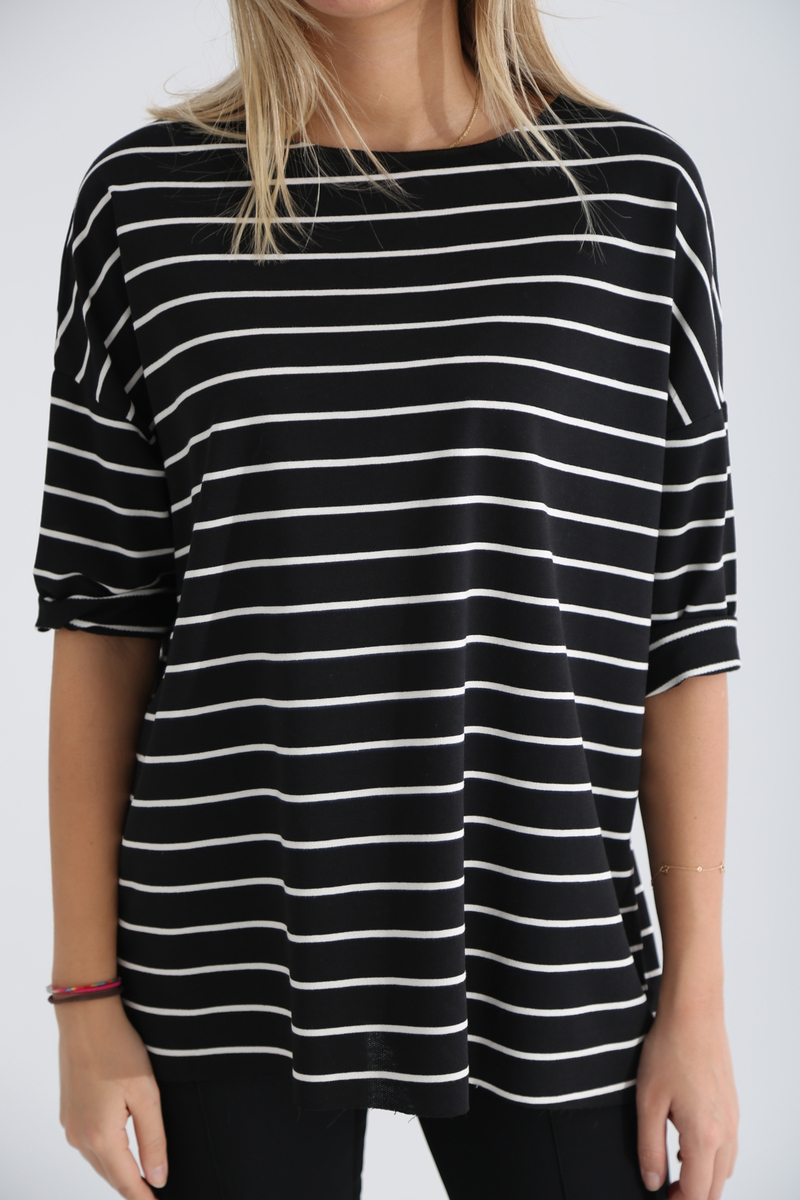 Siyah Çizgili Basic Tshirt 0117