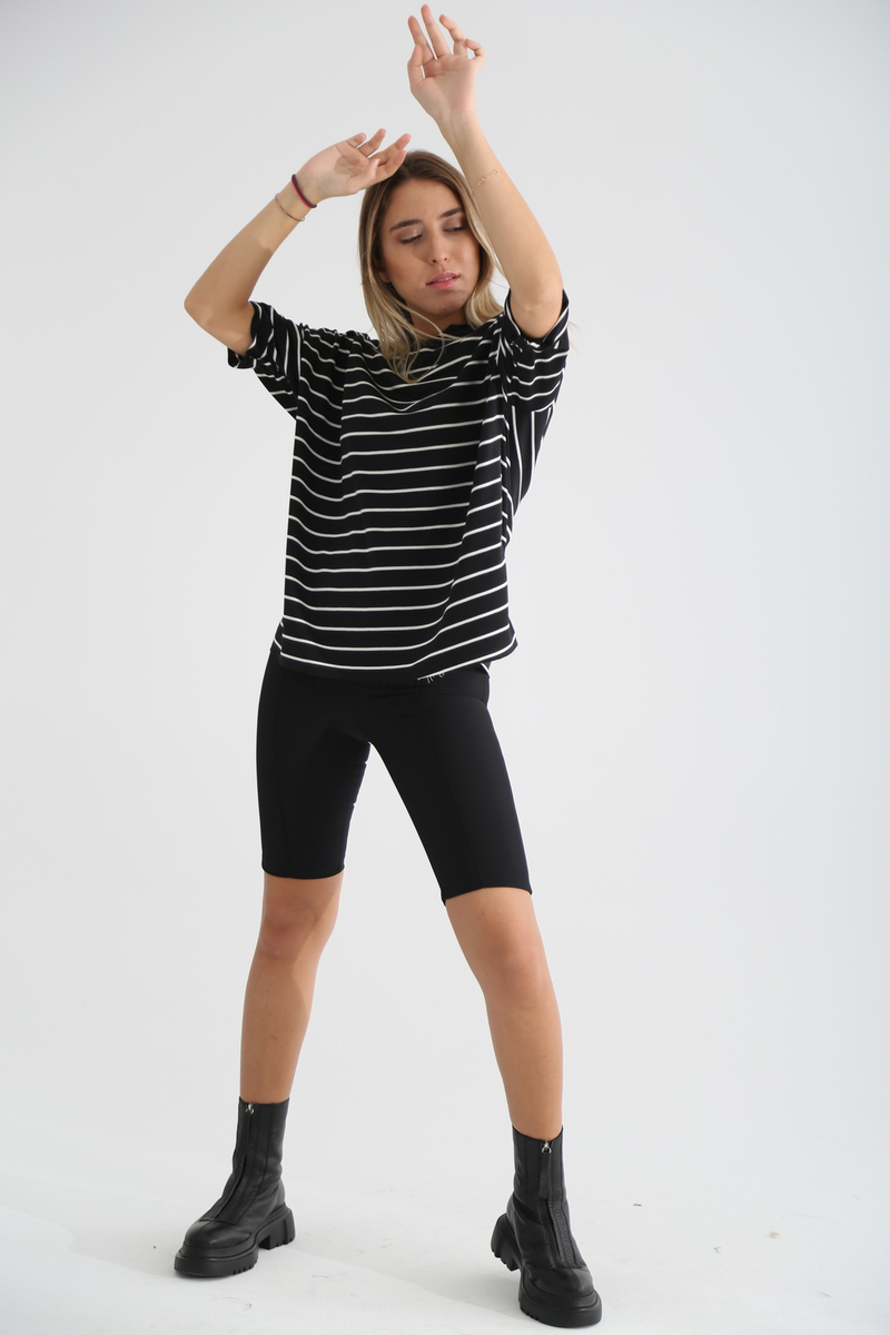 Siyah Çizgili Basic Tshirt 0117