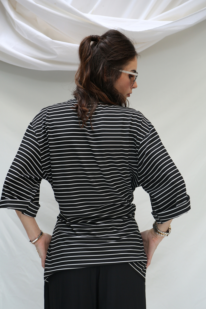 Siyah Çizgili Boyfriend Tshirt