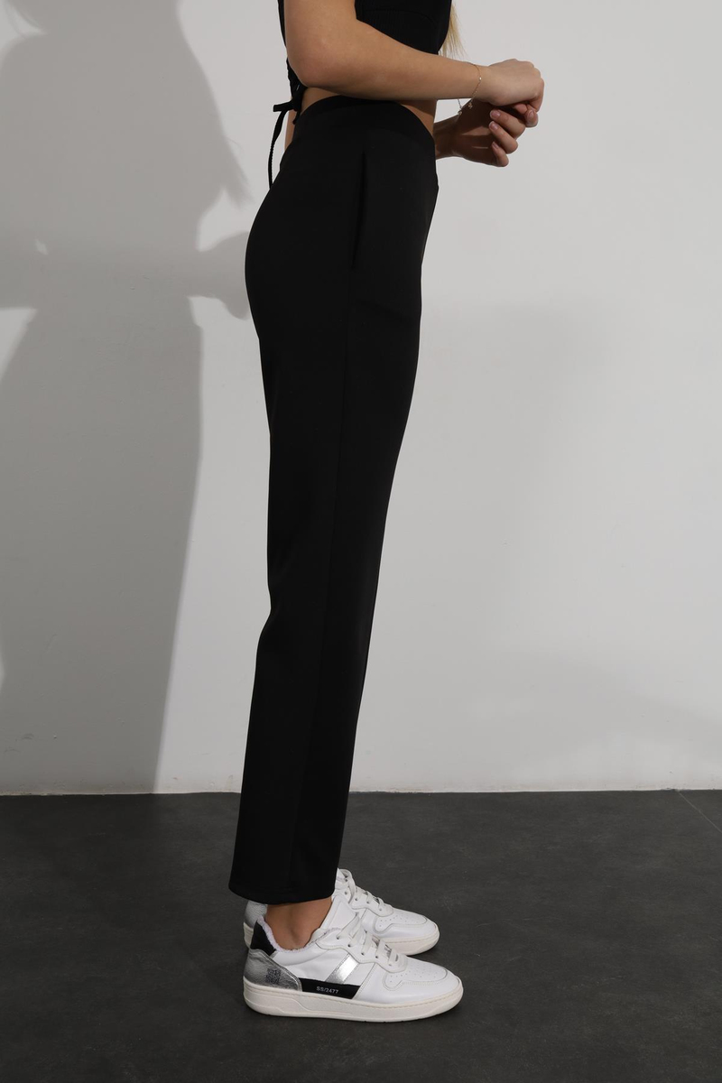 Siyah Comfort Scuba Esnek Pantolon 