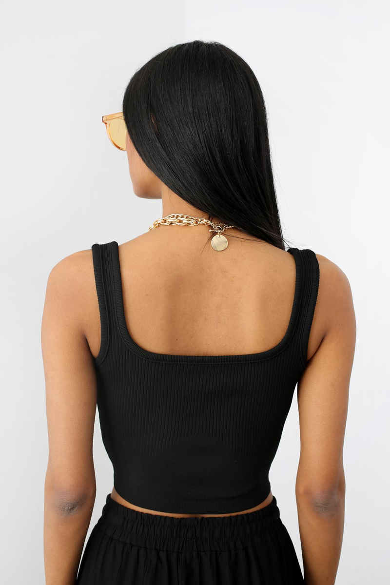 Siyah Crop Triko Atlet 0020