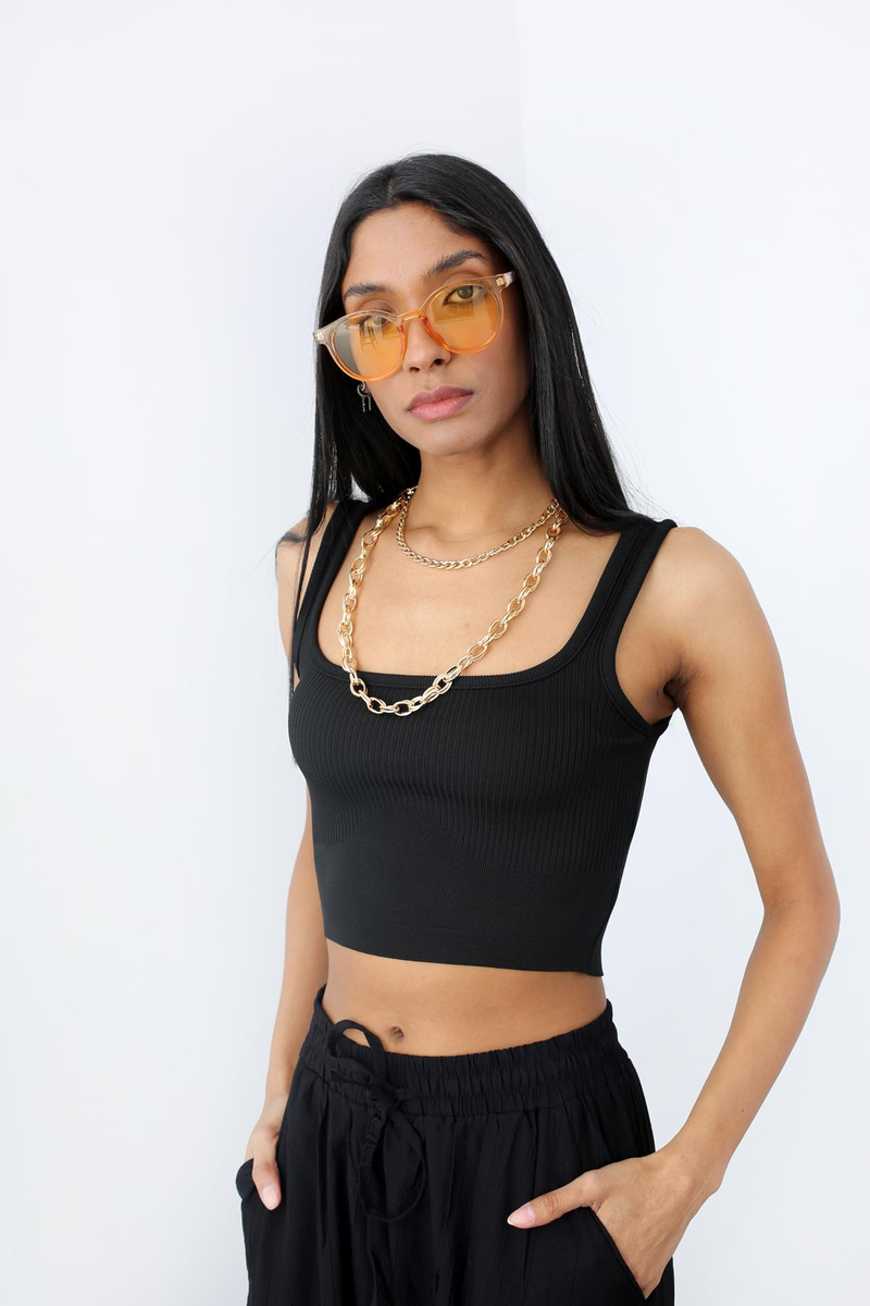 Siyah Crop Triko Atlet 0020