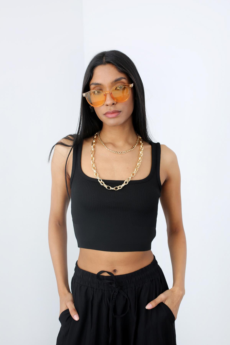 Siyah Crop Triko Atlet 0020