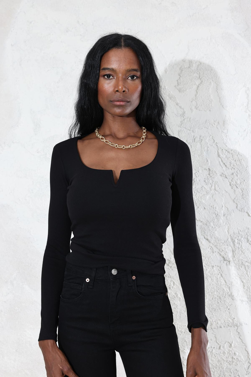 Siyah Damla Yaka Fitilli Bluz 2260