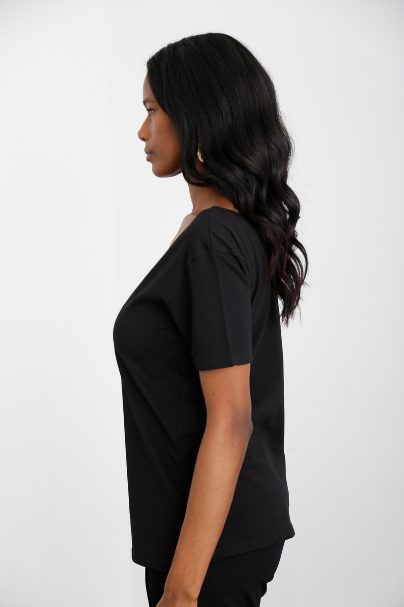 Siyah Dantel Detaylı Tshirt 80674