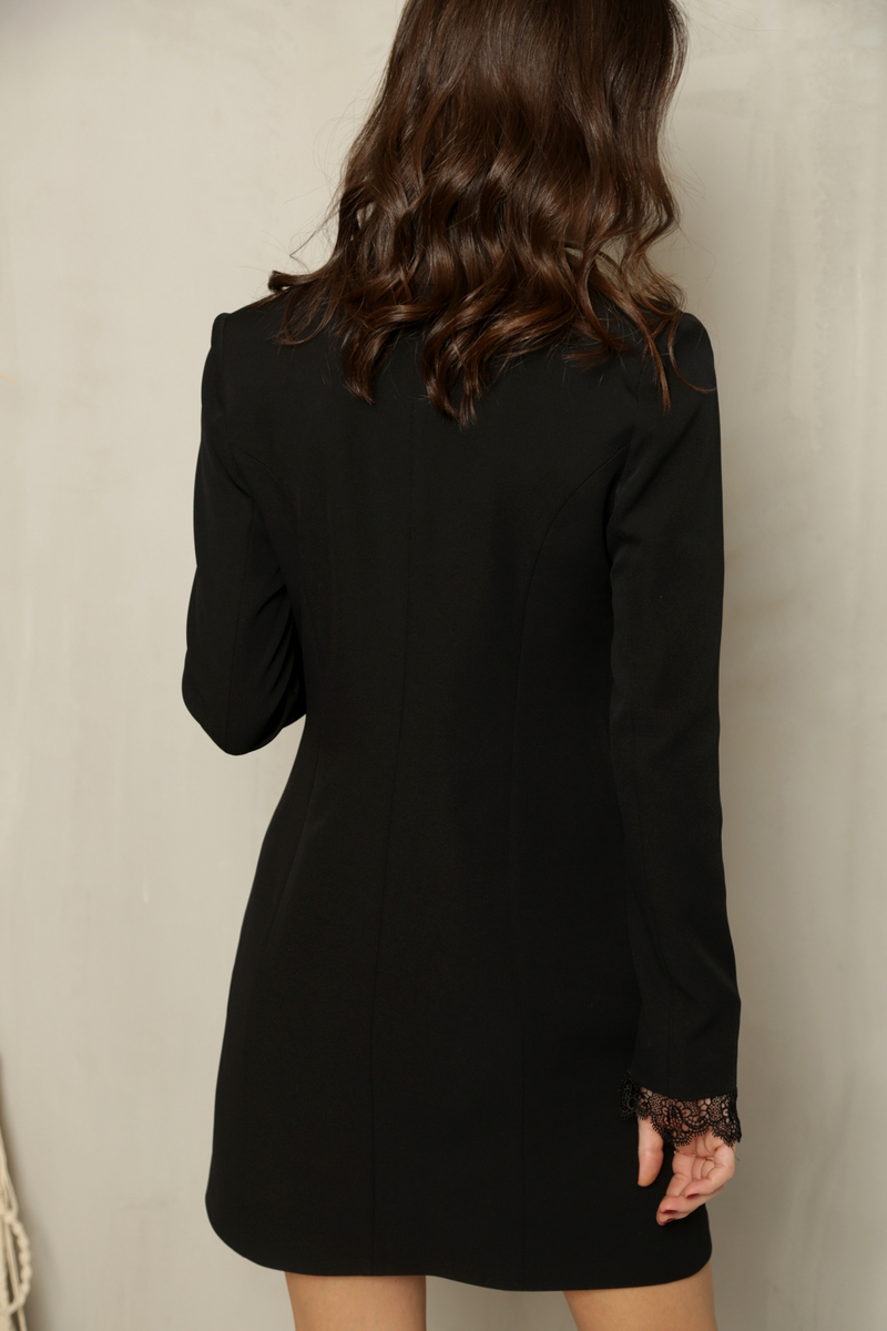Siyah Dantelli Ceket Elbise 88165