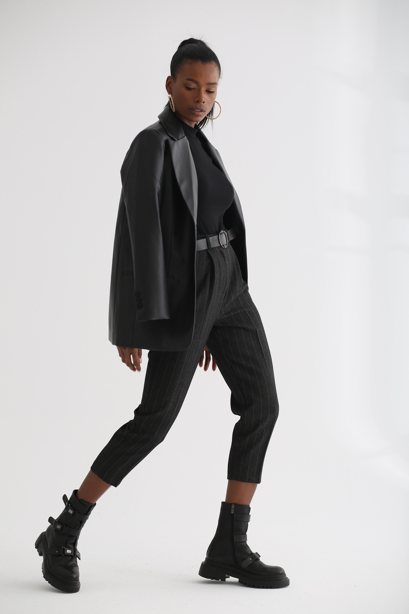 Siyah Deri Blazer Ceket 59050