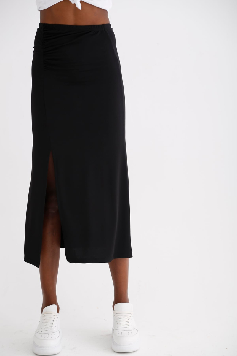 Siyah Drape Detaylı Etek 305