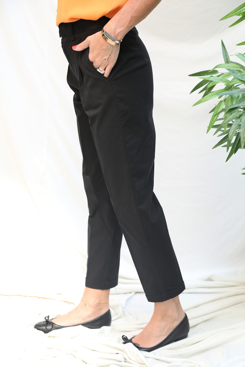 Siyah Duble Paça Gabardin Pantolon