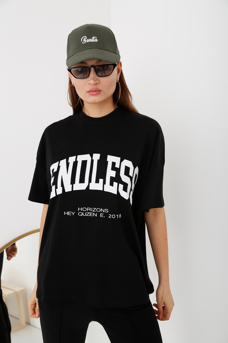 Siyah Endless Baskılı Tshirt 317