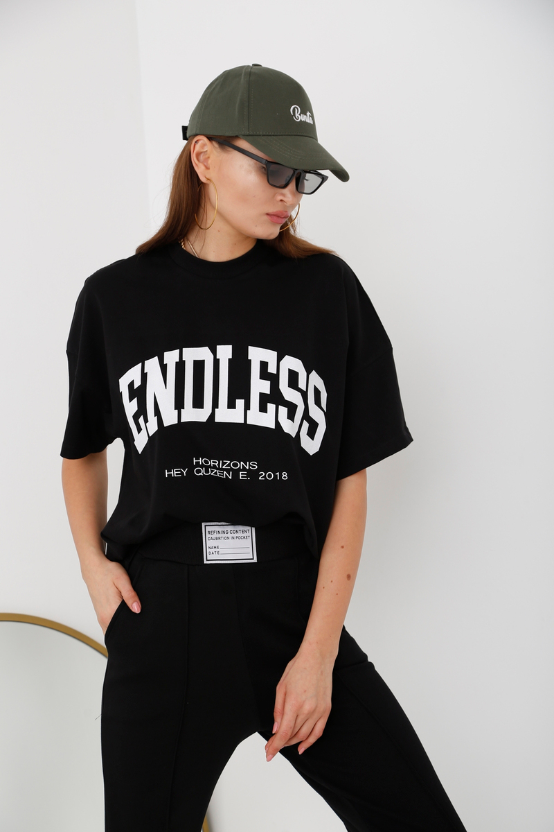 Siyah Endless Baskılı Tshirt 317