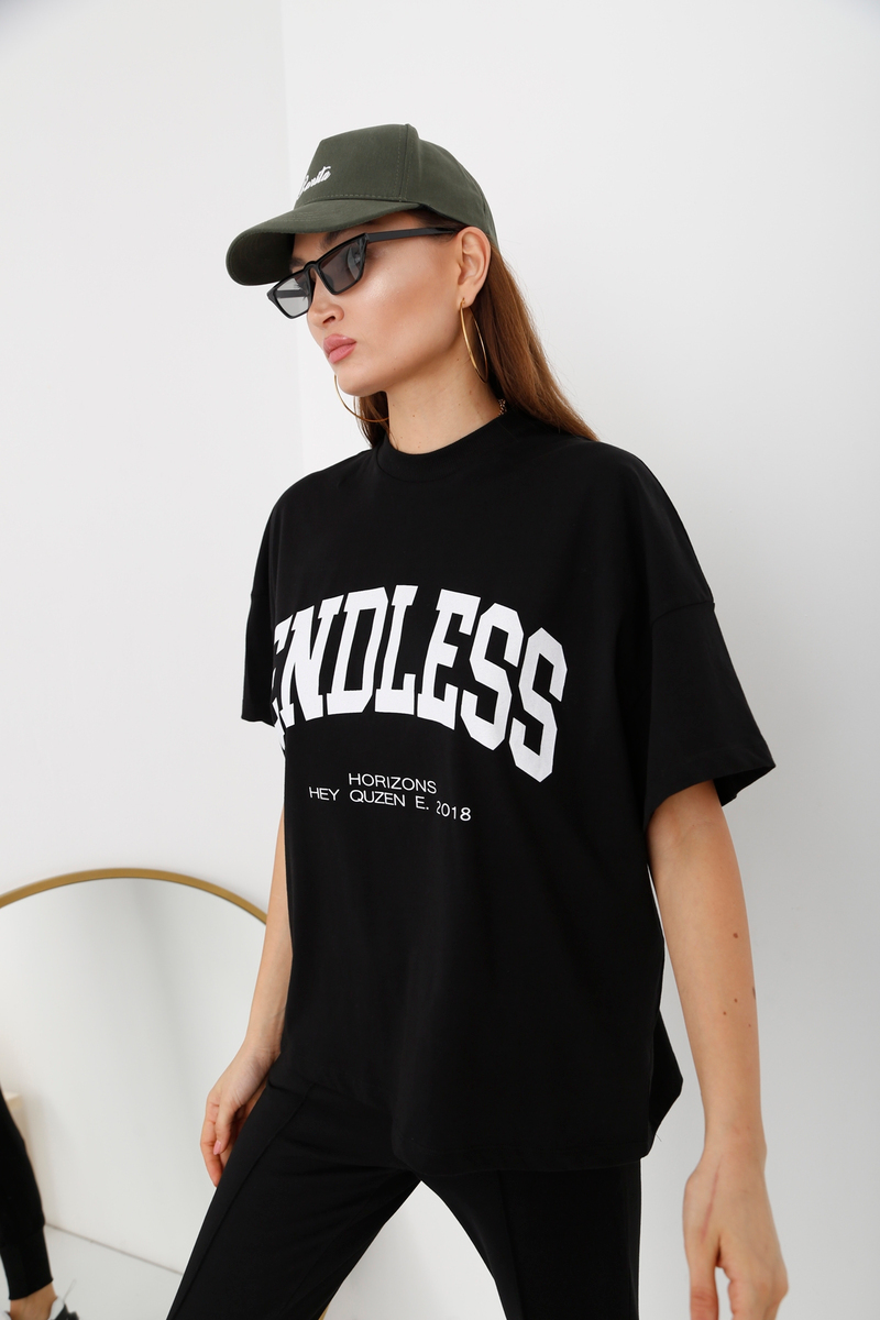 Siyah Endless Baskılı Tshirt 317