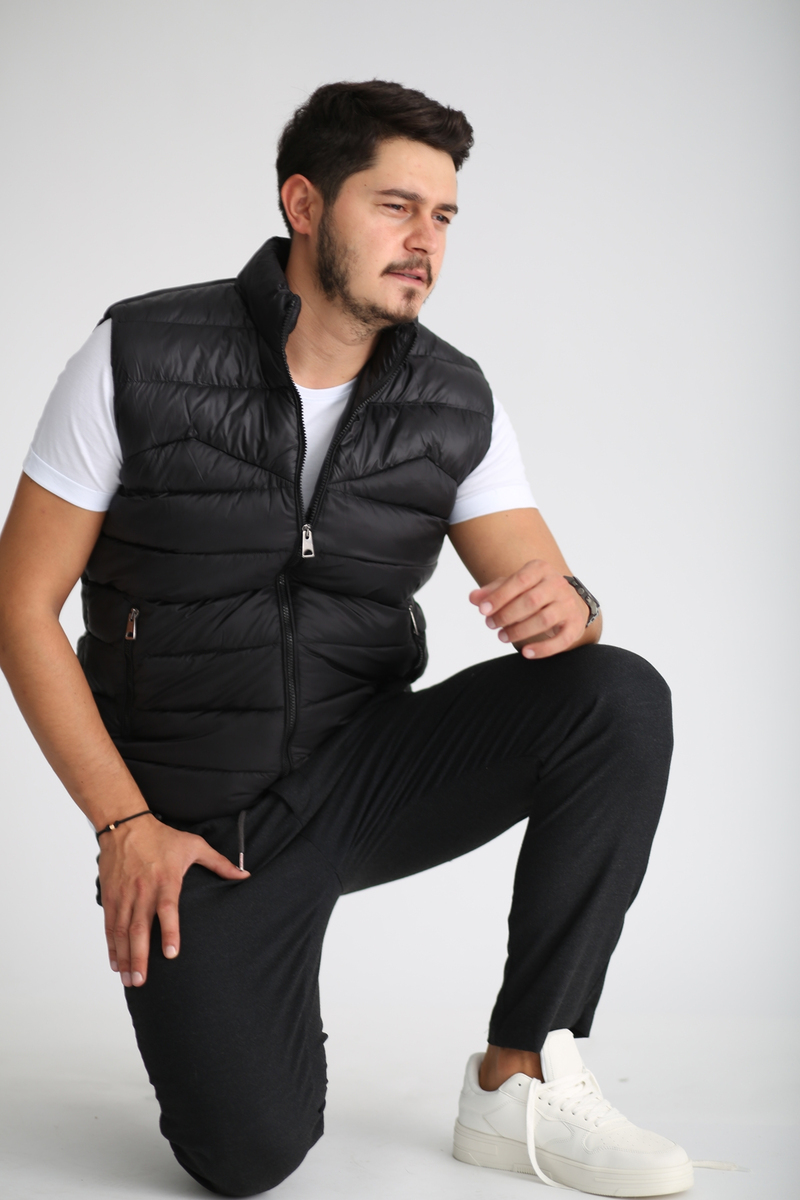 Siyah Erkek Dik Yaka Şişme Yelek 96602