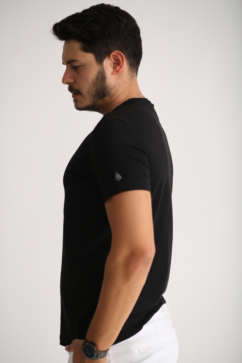 Siyah Erkek Likralı Basic Tshirt SM-108