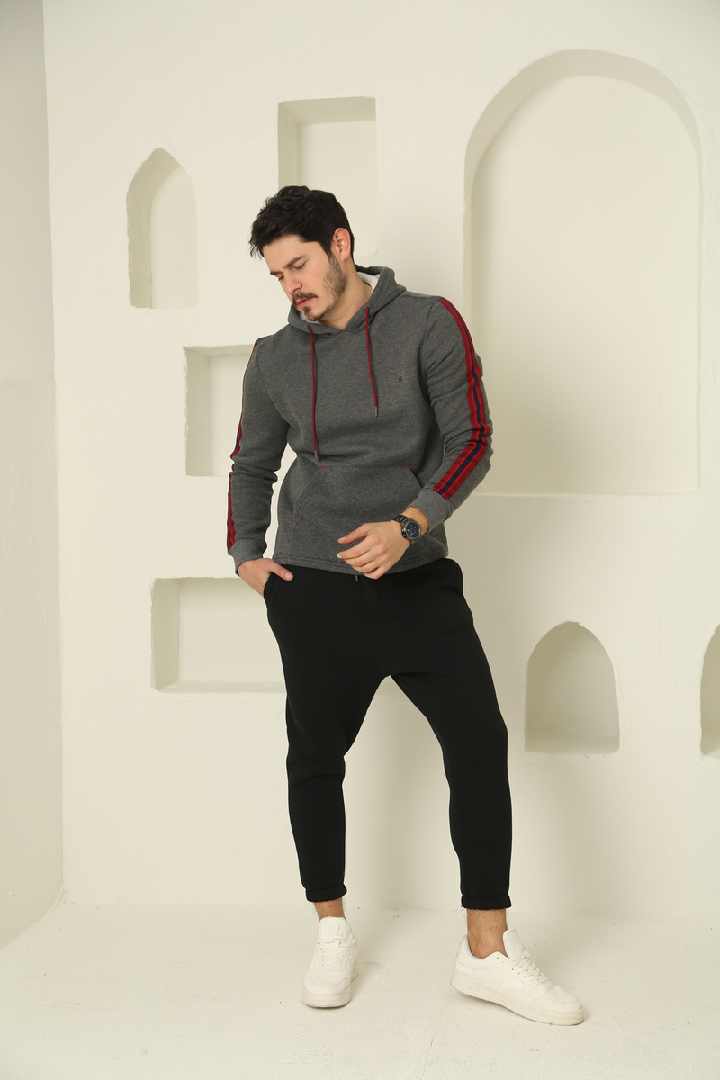 Siyah Erkek Paçası Lastikli Eşofman K-313