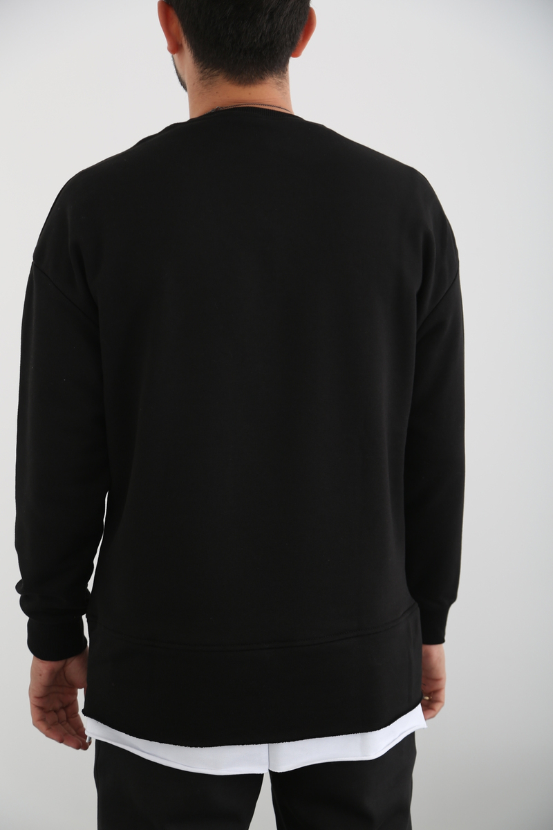Siyah Erkek Tek Cep Sweatshirt M3205