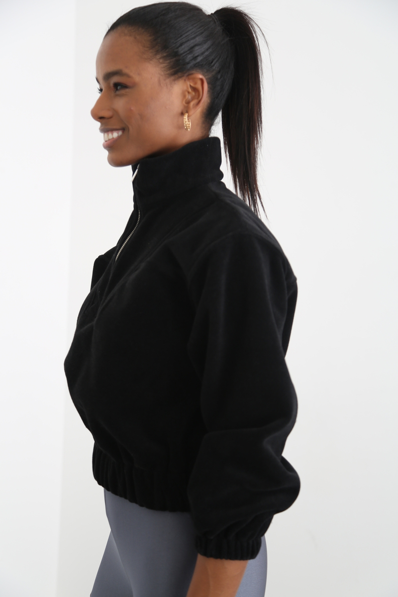Siyah Fermuarlı Polar Sweatshirt 3406