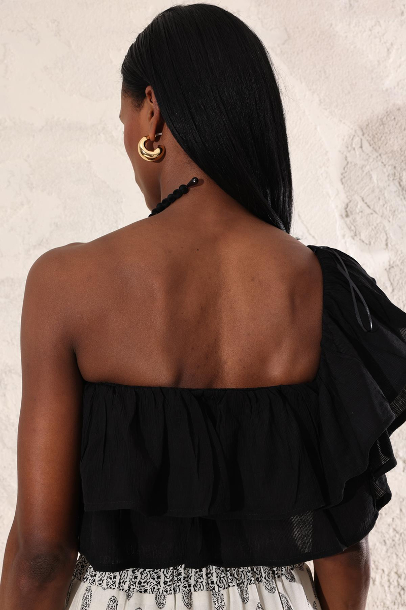 Siyah Fırfırlı Crop 23391