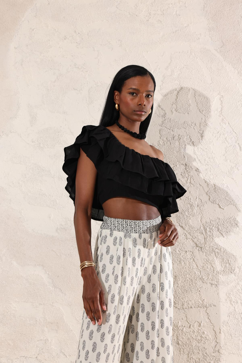 Siyah Fırfırlı Crop 23391