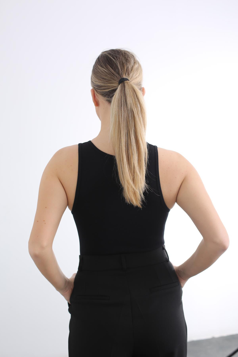 Siyah Fitilli Bodysuit 