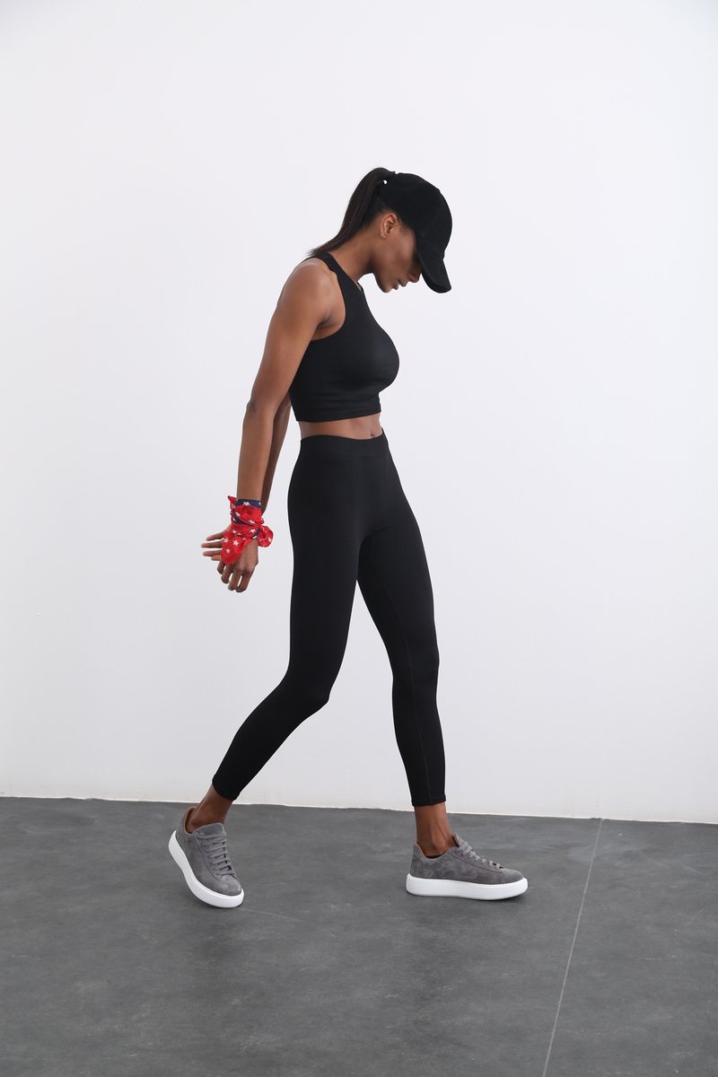 Siyah Fitilli Fit Tayt 3552