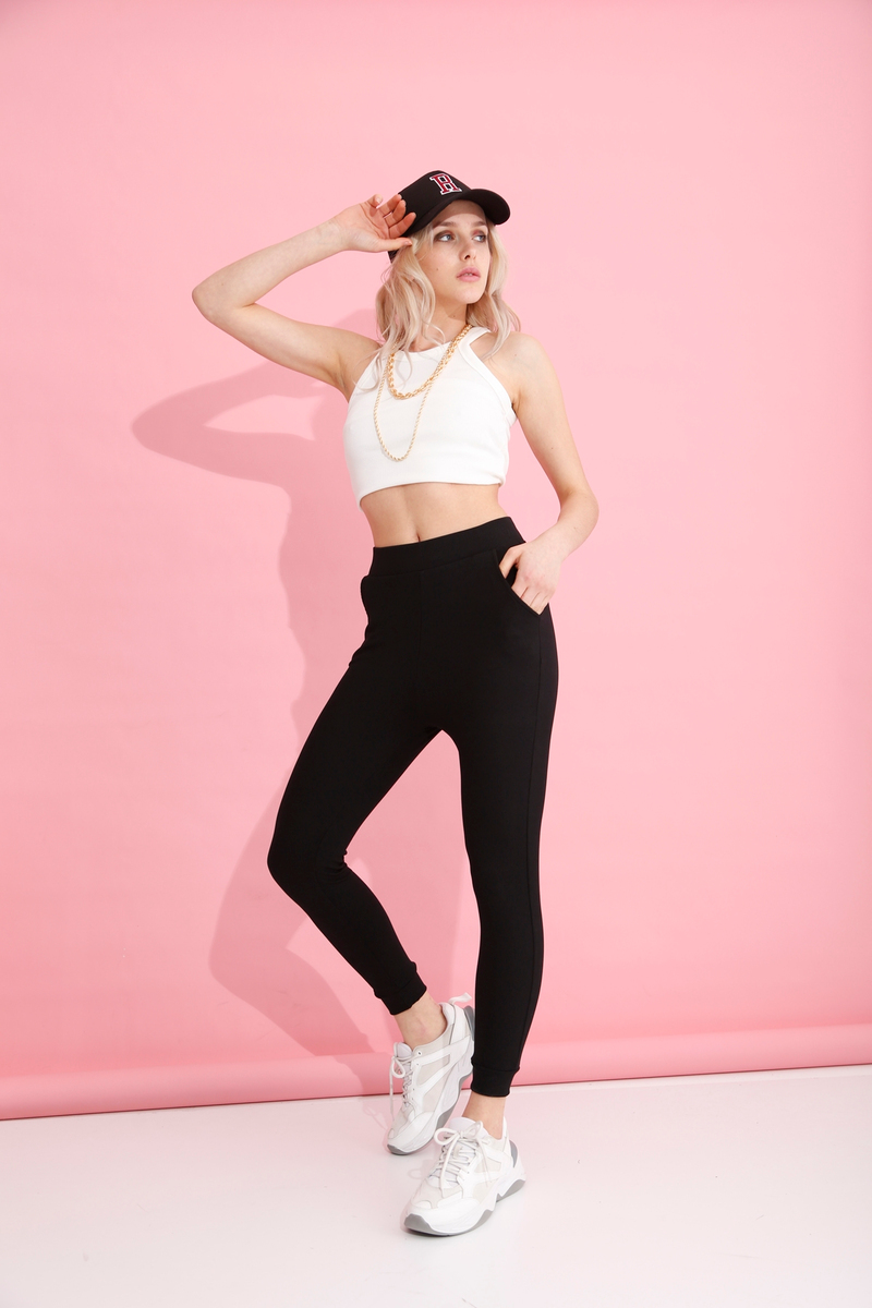 Siyah Fitilli Jogger Eşofman 01558