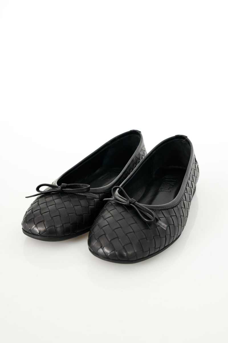 Siyah Flexible Deri Örgü Babet 36617